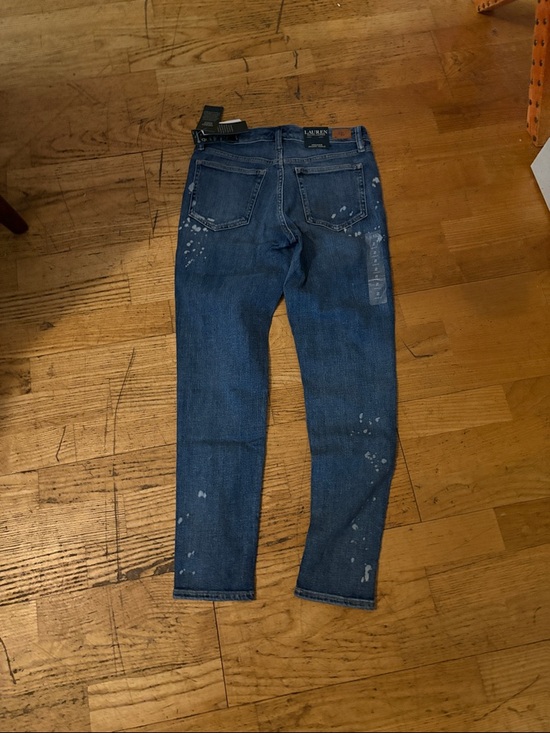 Ralph Lauren woman’s  Skinny Paint-Splatter Dark Blue Jeans - Picture 11 of 15